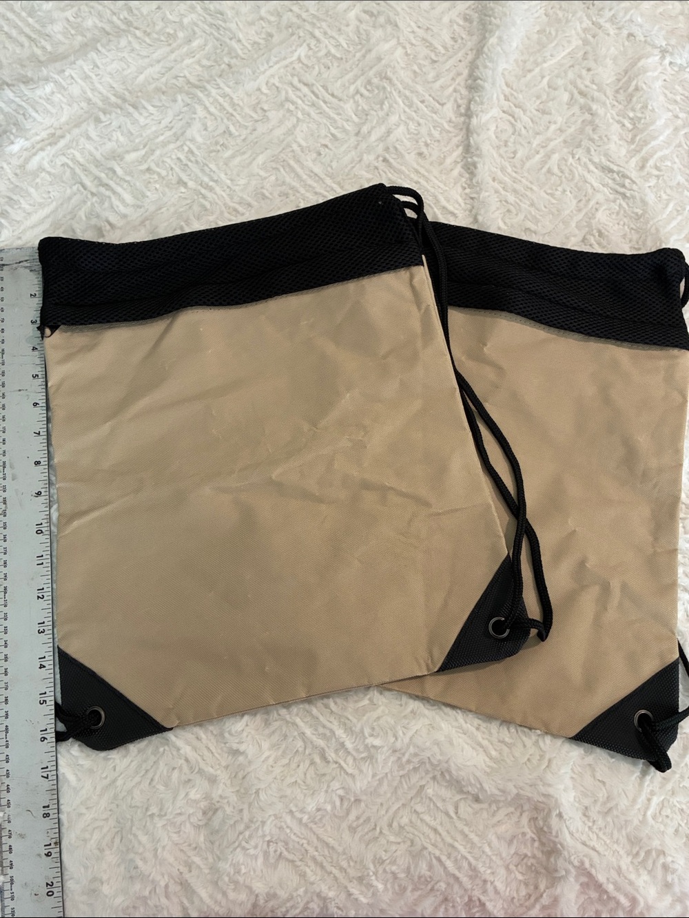 Canvas Drawstring Backpack - Khaki and Black